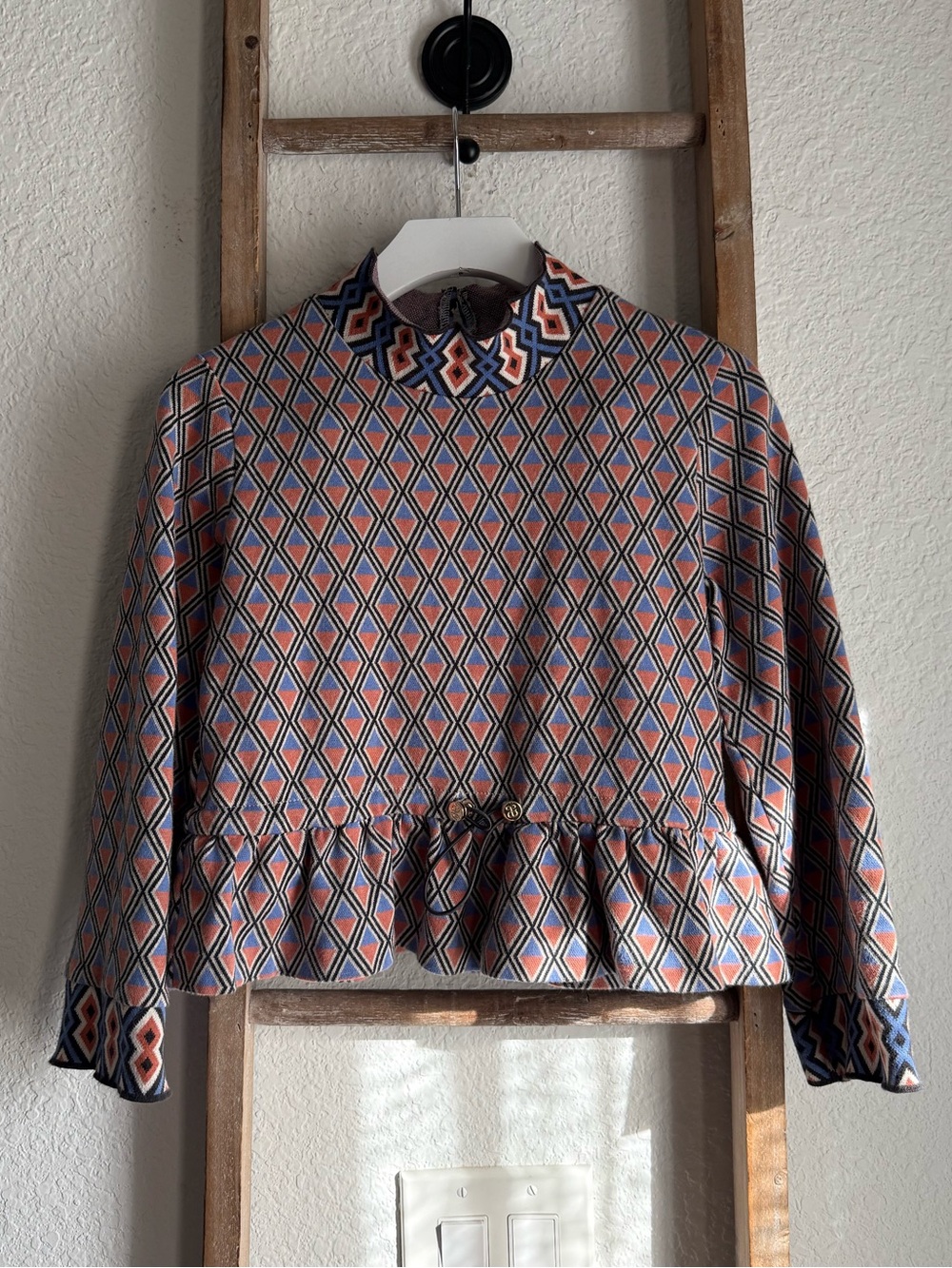 Abel & Lula Jacquard Retro Print Girls Top Sz: 10